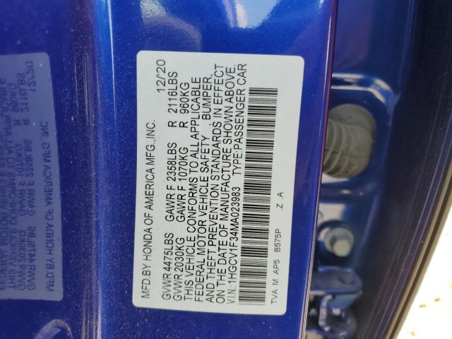2021 HONDA ACCORD SPORT 1HGCV1F34MA023983