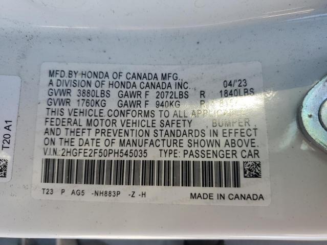 2023 HONDA CIVIC SPOR - 2HGFE2F50PH545035