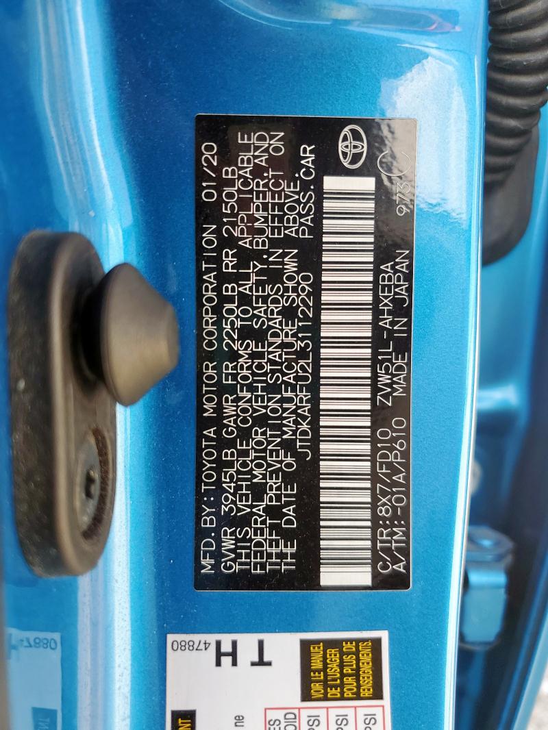 2020 TOYOTA PRIUS L JTDKARFU2L3112290