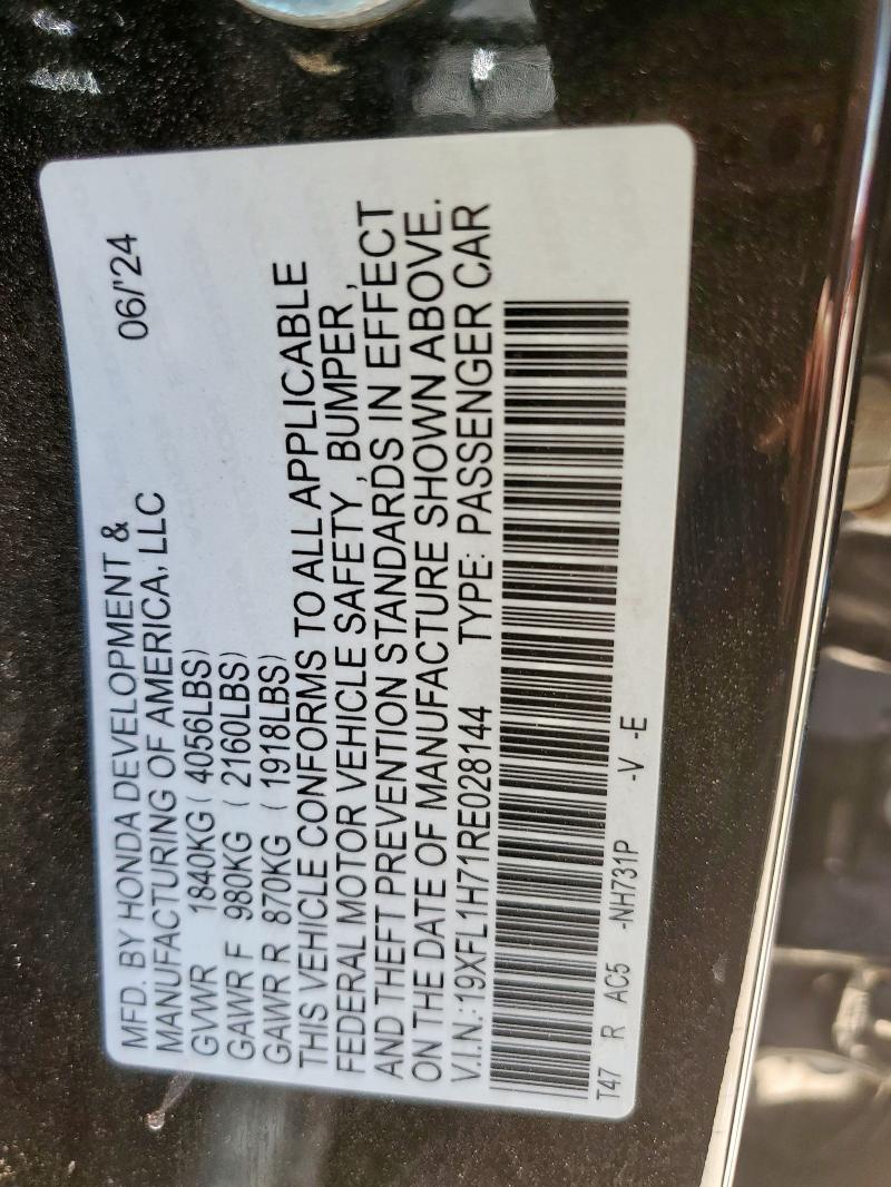 2024 HONDA CIVIC EXL 19XFL1H71RE028144