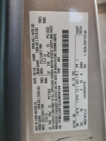 2018 FORD ESCAPE S - 1FMCU0F72JUB54124