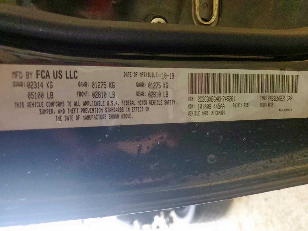 2019 DODGE CHARGER SX - 2C3CDXBG4KH745261