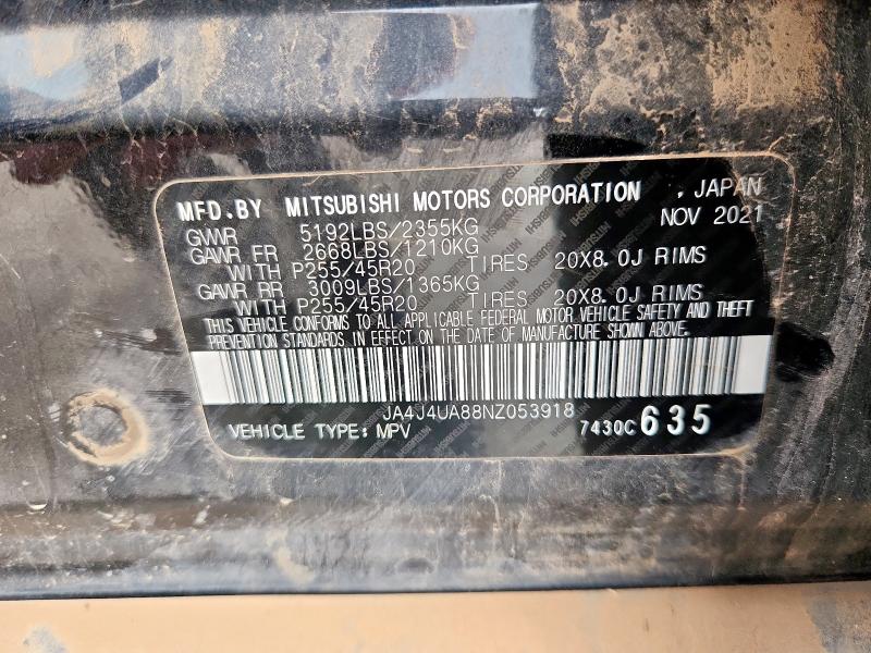 2022 MITSUBISHI OUTLANDER - JA4J4UA88NZ053918