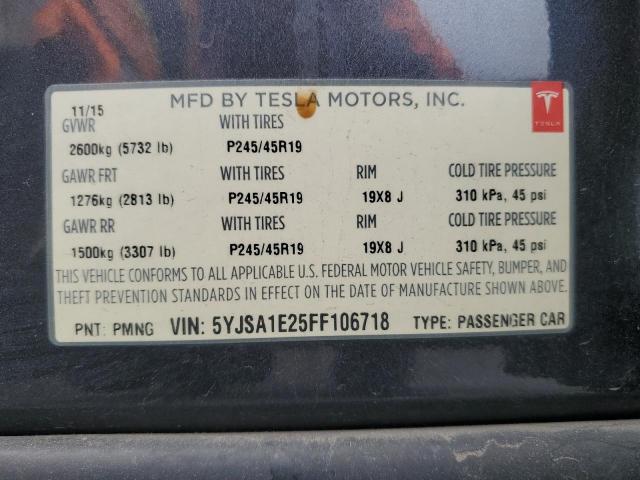 2015 TESLA MODEL S 5YJSA1E25FF106718