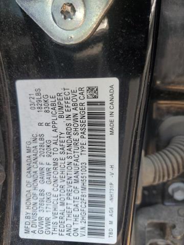 2021 HONDA CIVIC SPOR 2HGFC2F81MH551003