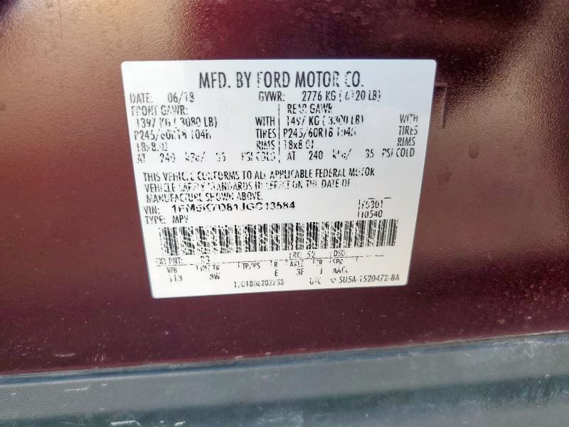 2018 FORD EXPLORER X - 1FM5K7D81JGC13584