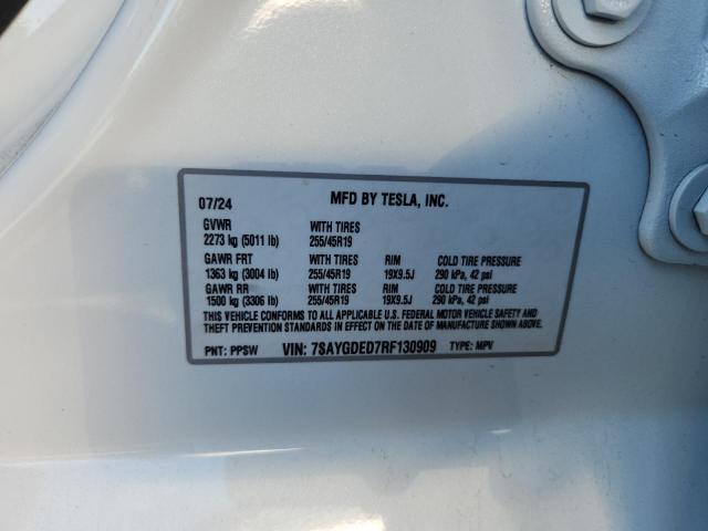 2024 TESLA MODEL Y 7SAYGDED7RF130909