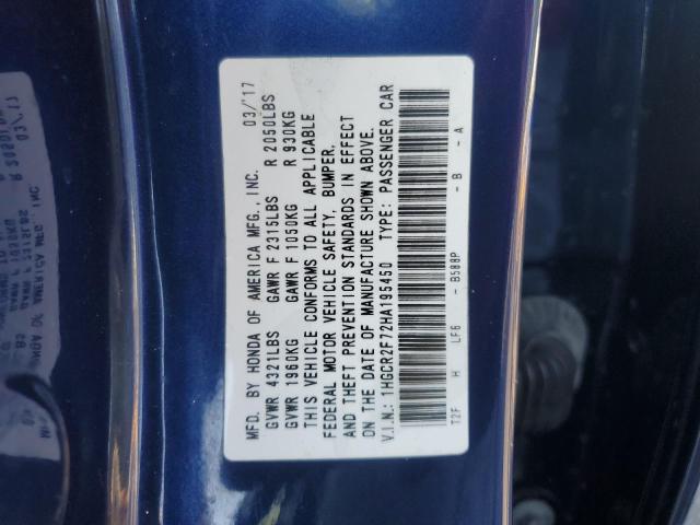 2017 HONDA ACCORD EX - 1HGCR2F72HA195450