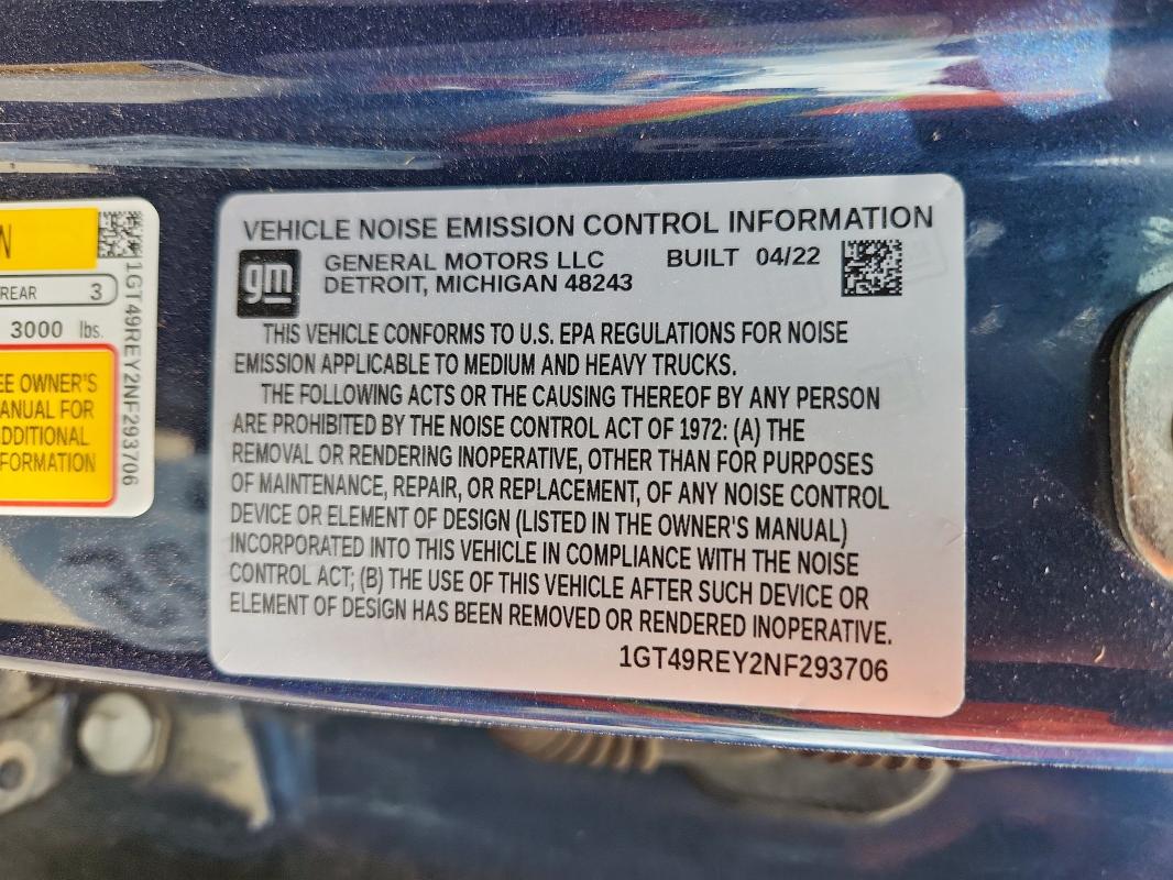 2022 GMC SIERRA K25 1GT49REY2NF293706