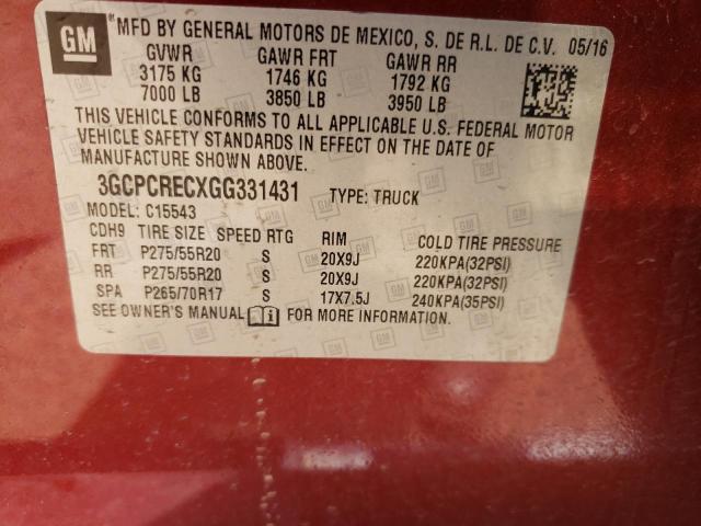 2016 CHEVROLET SILVERADO - 3GCPCRECXGG331431