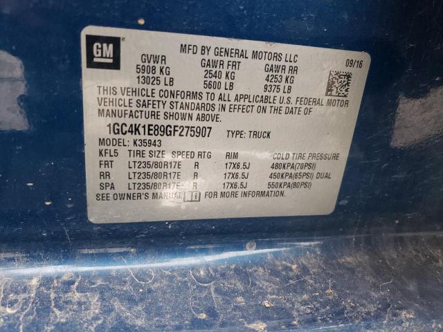 2016 CHEVROLET SILVERADO 1GC4K1E89GF275907