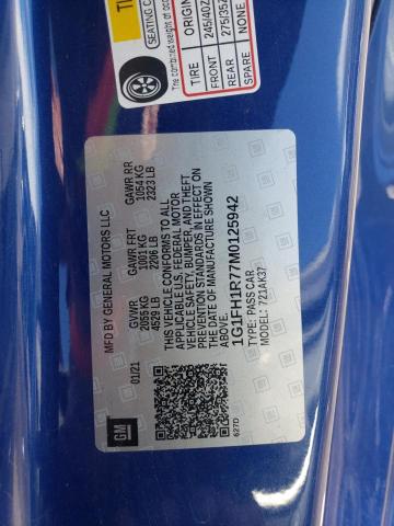 2021 CHEVROLET CAMARO SS 1G1FH1R77M0125942