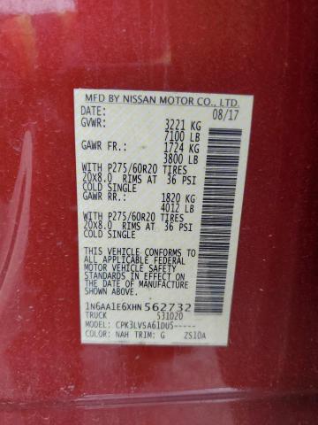 2017 NISSAN TITAN SV - 1N6AA1E6XHN562732