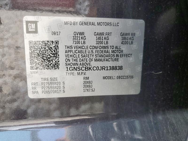 2018 CHEVROLET TAHOE C150 1GNSCBKC0JR138838