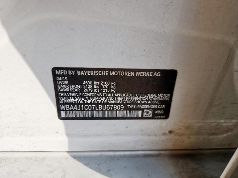 2020 BMW 430I GRAN WBA4J1C07LBU67809