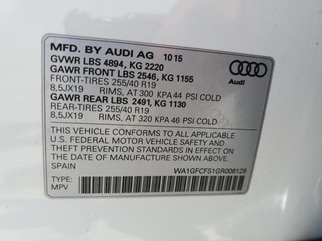 2016 AUDI Q3 PRESTIG WA1GFCFS1GR008129