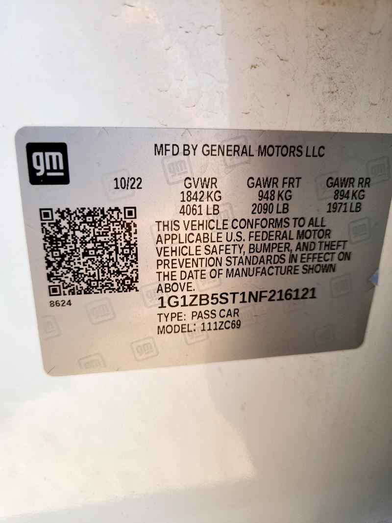 2022 CHEVROLET MALIBU LS 1G1ZB5ST1NF216121