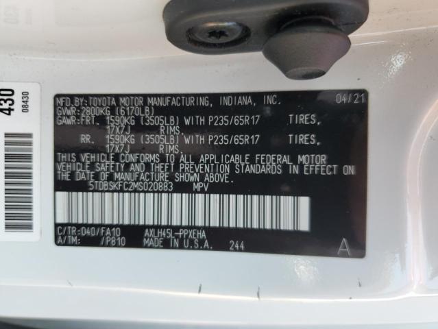 2021 TOYOTA SIENNA LE 5TDBSKFC2MS020883
