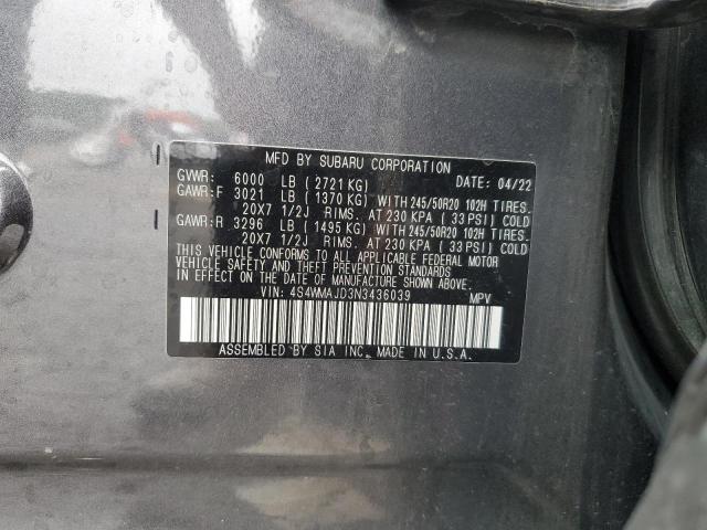 2022 SUBARU ASCENT ONY 4S4WMAJD3N3436039