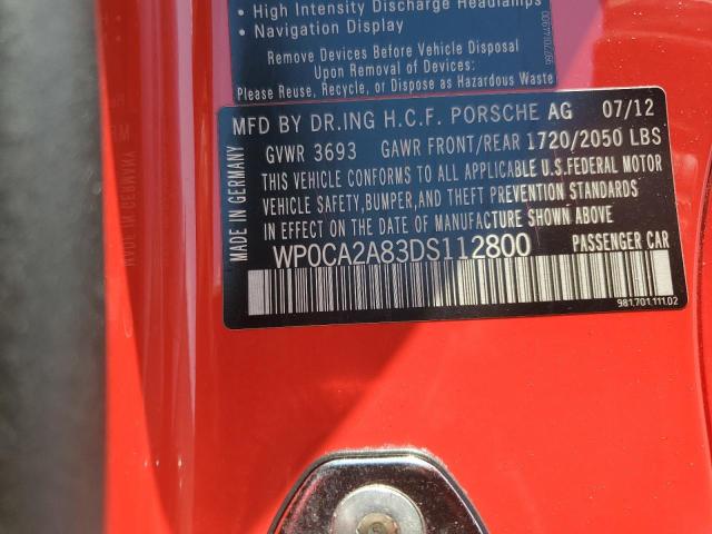2013 PORSCHE BOXSTER - WP0CA2A83DS112800