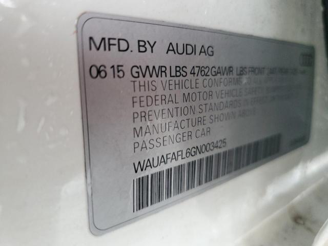 2016 AUDI A4 PREMIUM WAUAFAFL6GN003425