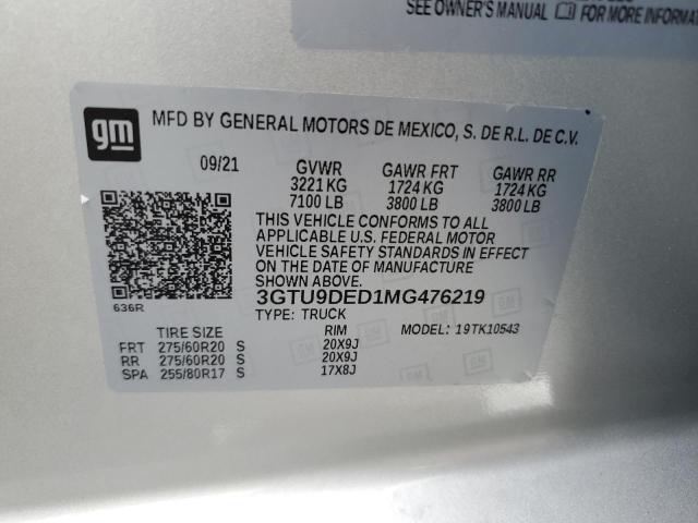 2021 GMC SIERRA K15 3GTU9DED1MG476219