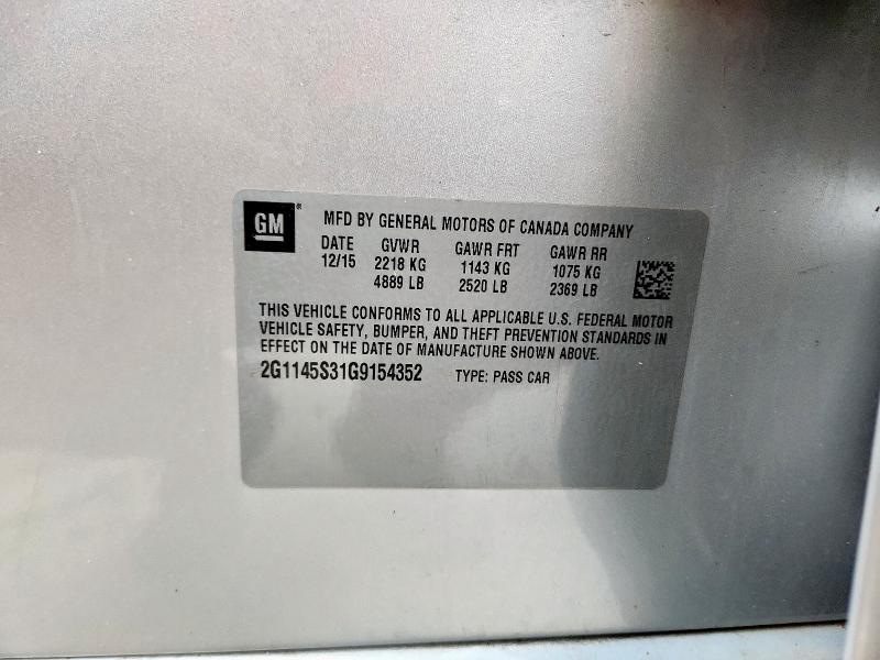2016 CHEVROLET IMPALA LTZ - 2G1145S31G9154352