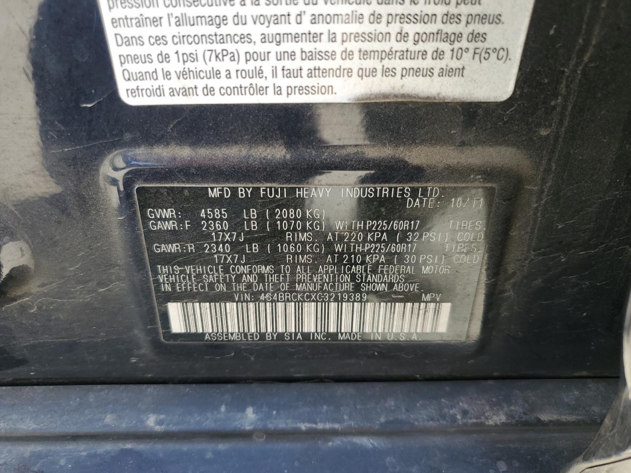 SUBARU OUTBACK 2.5I LIMITED