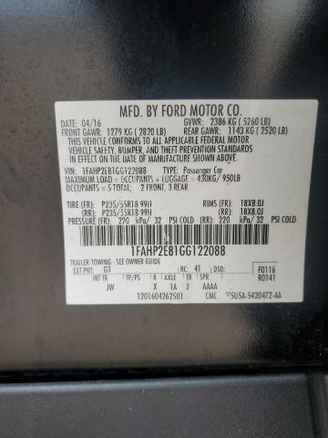 2016 FORD TAURUS SEL 1FAHP2E81GG122088