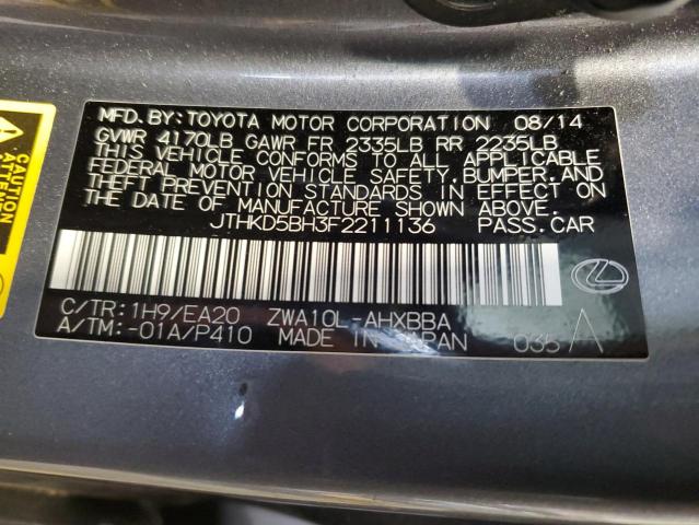 2015 LEXUS CT 200 JTHKD5BH3F2211136