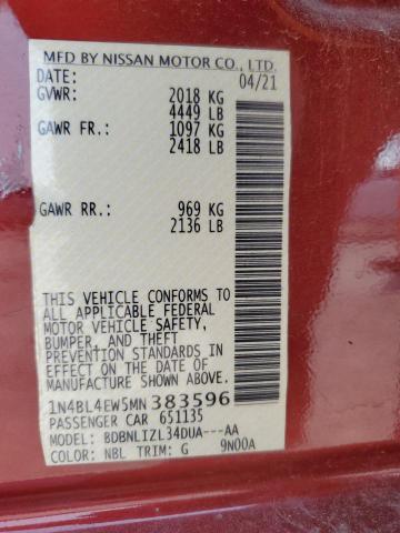 2021 NISSAN ALTIMA SL 1N4BL4EW5MN383596
