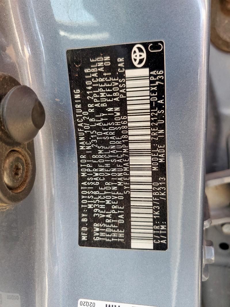 2021 TOYOTA COROLLA LE - 5YFEPMAE7MP180866
