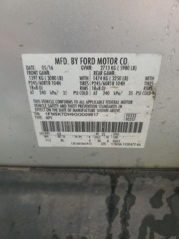 2016 FORD EXPLORER X - 1FM5K7DH9GGD09617