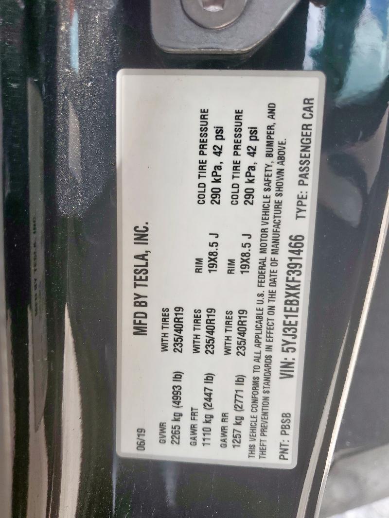 2019 TESLA MODEL 3 - 5YJ3E1EBXKF391466