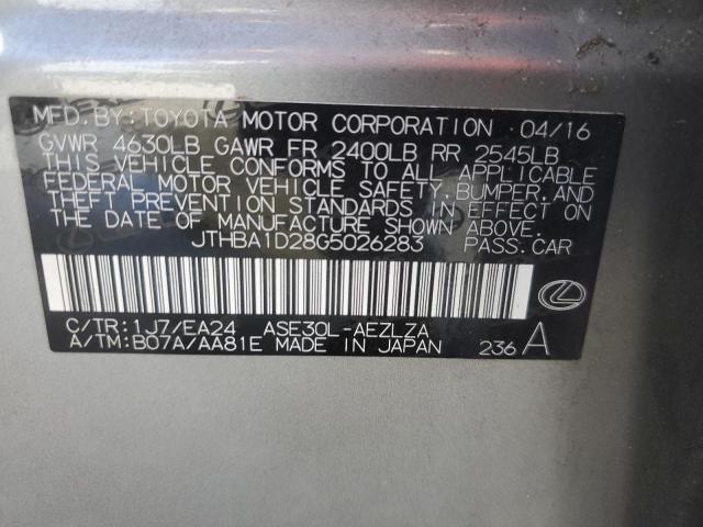 2016 LEXUS IS 200T JTHBA1D28G5026283