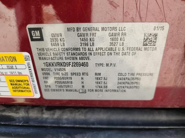 2015 GMC ACADIA SLT 1GKKVRKD9FJ269460