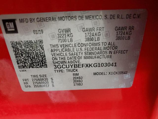 2019 CHEVROLET SILVERADO - 3GCUYBEFXKG103041
