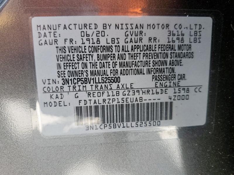 2020 NISSAN KICKS S - 3N1CP5BV1LL525500