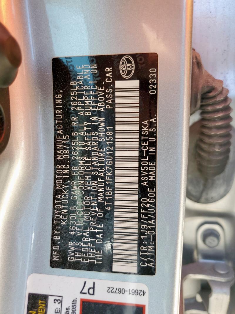 2016 TOYOTA CAMRY LE #3275621819