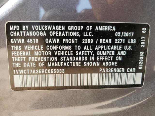 2017 VOLKSWAGEN PASSAT SEL 1VWCT7A35HC055833