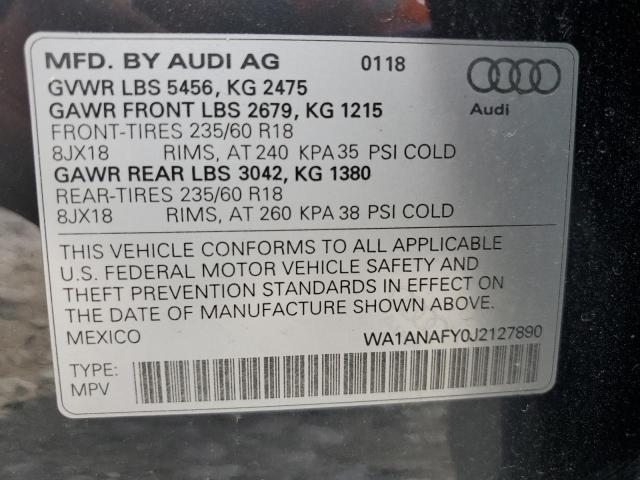2018 AUDI Q5 PREMIUM WA1ANAFY0J2127890