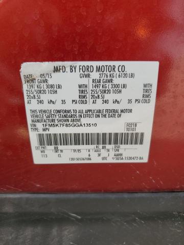 2016 FORD EXPLORER L - 1FM5K7F85GGA13510