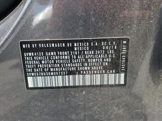 2019 VOLKSWAGEN JETTA SEL 3VWE57BU3KM057337