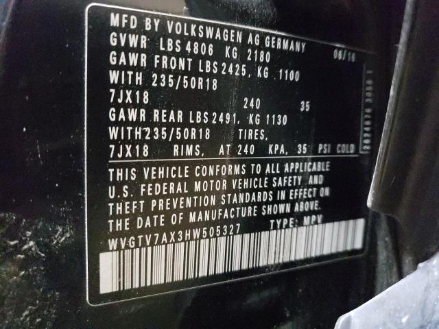 2017 VOLKSWAGEN TIGUAN SPO WVGTV7AX3HW505327