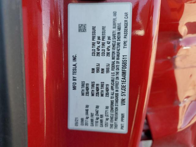 2021 TESLA MODEL 3 - 5YJ3E1EA4MF068511