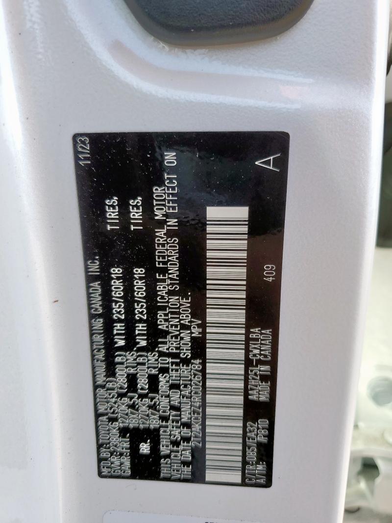 2024 LEXUS NX 350H BA 2T2AKCEZ4RC026784