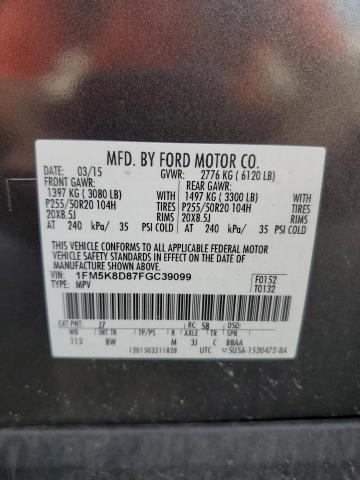2015 FORD EXPLORER X - 1FM5K8D87FGC39099