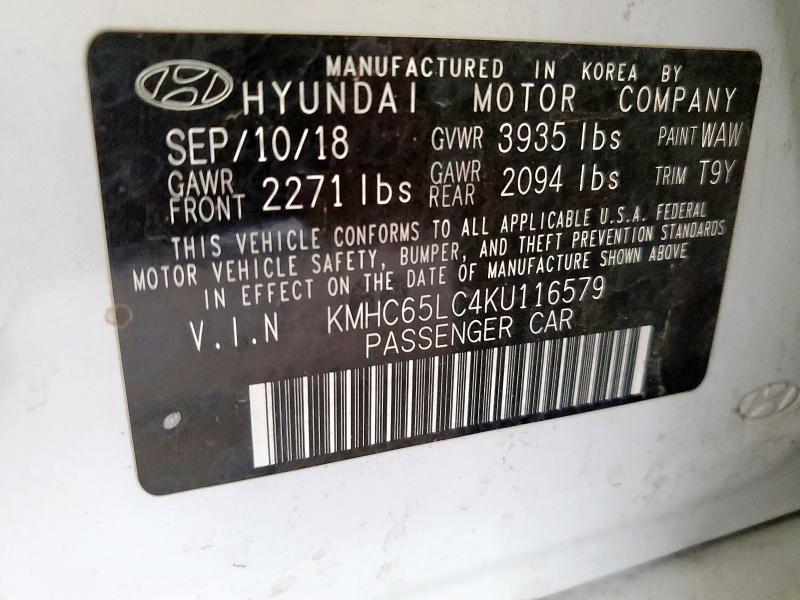 2019 HYUNDAI IONIQ BLUE KMHC65LC4KU116579