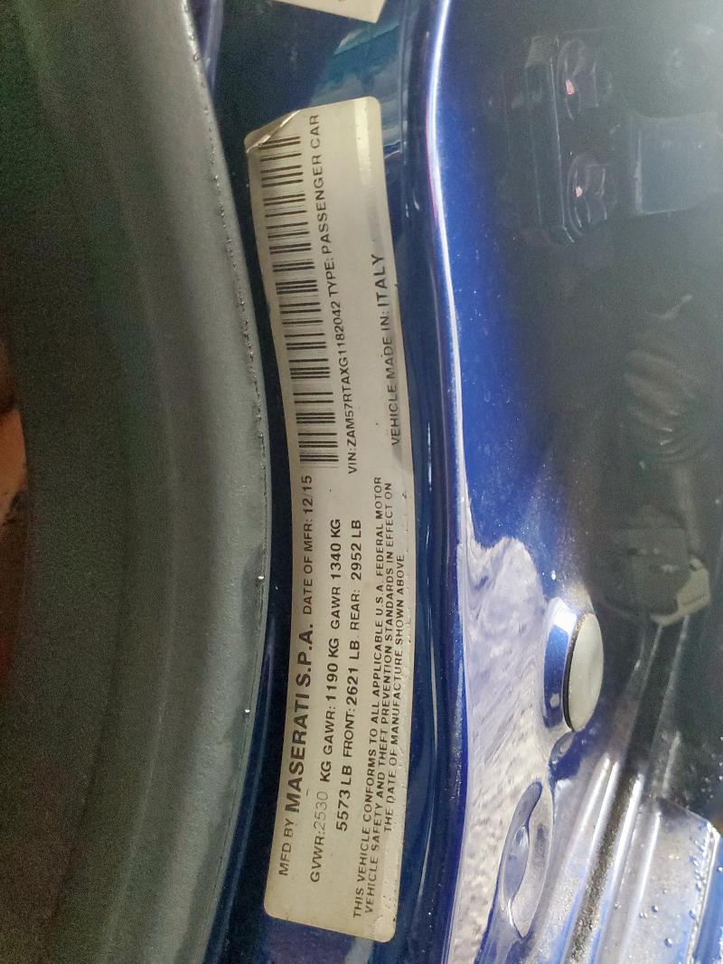 2016 MASERATI GHIBLI S ZAM57RTAXG1182042