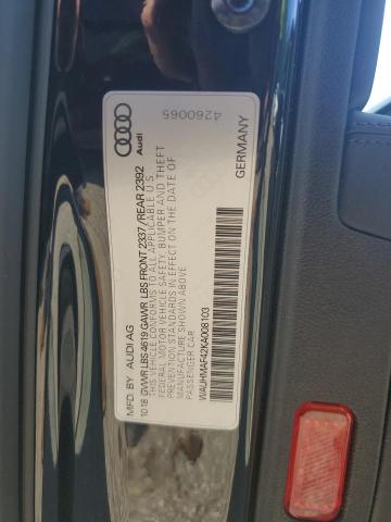 2019 AUDI A4 PREMIUM WAUHMAF42KA008103